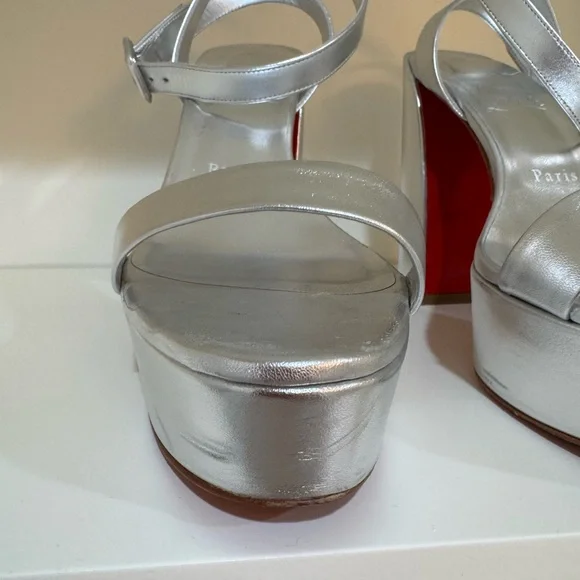 Louboutin Movida Sabina 130MM Silver Size 39.5 - Picture 5 of 12